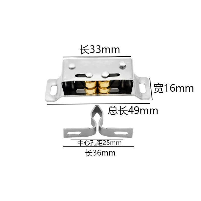 Botão de aço inoxidável casa guarda-roupa porta fivela grânulo roda dupla mola bloqueio fixo estante armário porta fivela