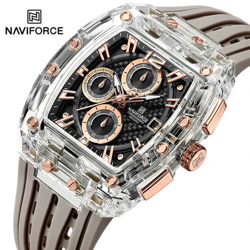 Imagen 1 del producto Nuevos relojes multifunción de cuarzo NAVIFORCE para hombre, cronógrafo deportivo a la moda, banda de silicona resistente al agua 5ATM, reloj de pulsera informal para hombre