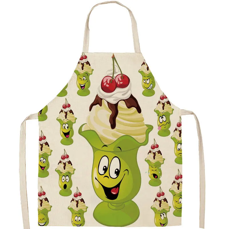 Summer Refreshing Fashion Ice Cream Series Apron Kitchen Cooking Apron Adult Home Indoor Cleaning Apron Festival Party