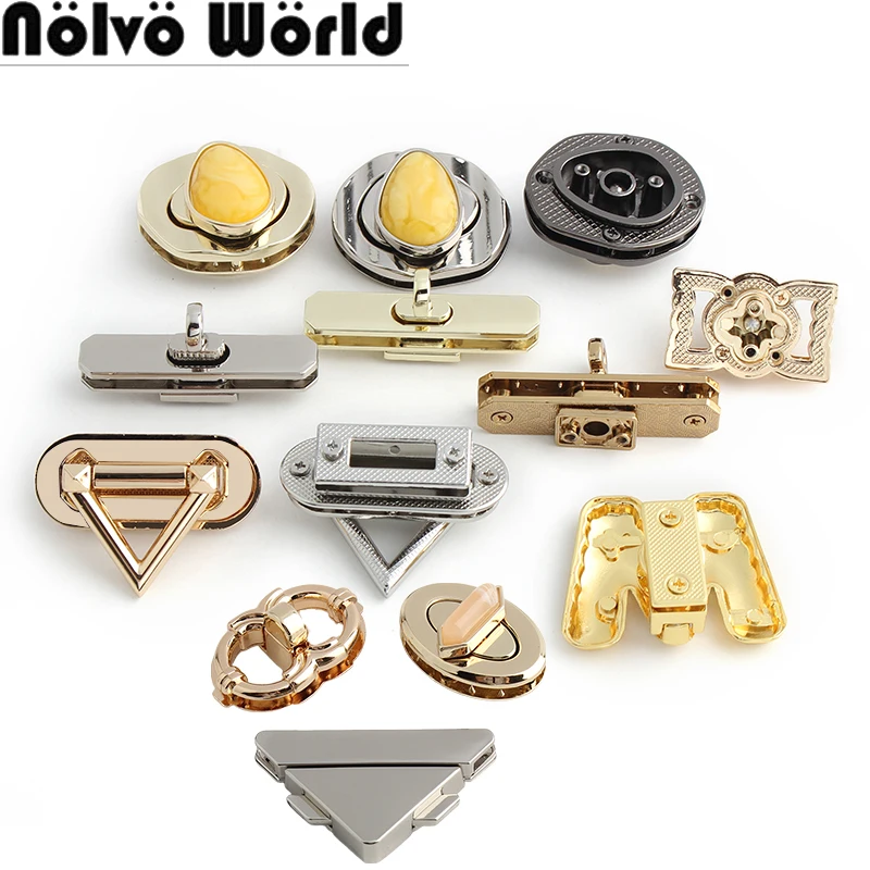 Triangle/Oval Shape Metal Rectangle DIY Clasp Turn Twist Lock For Leather Craft Bags Handbags Shoulder Tote Buckles Accessories