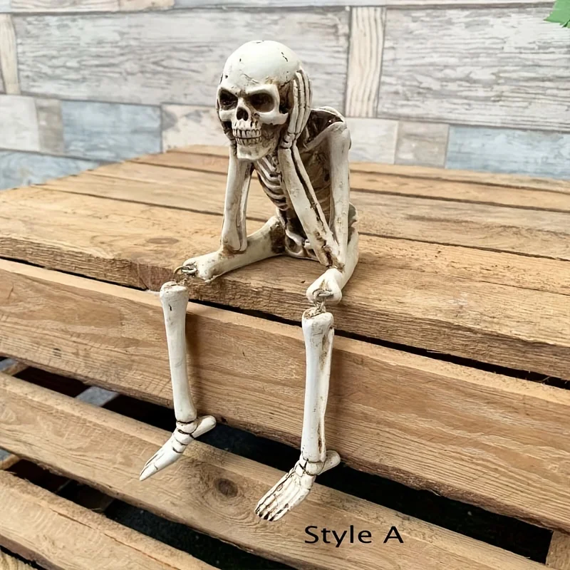 قطعة واحدة من ديكور المنزل الرائع على شكل هيكل عظمي معلق - راتينج، للاستخدام الداخلي/الخارجي، مثالي للهالوين وعيد الفصح والهانوكا #1