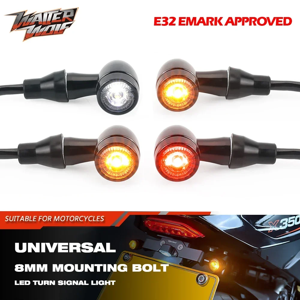 

E32 Bullet 3 in 1 LED Turn Signal Light Cafe Racer Indicator Tail Brake Lamps DRL Running Blinker For Harley Bobber Chopper Dyna