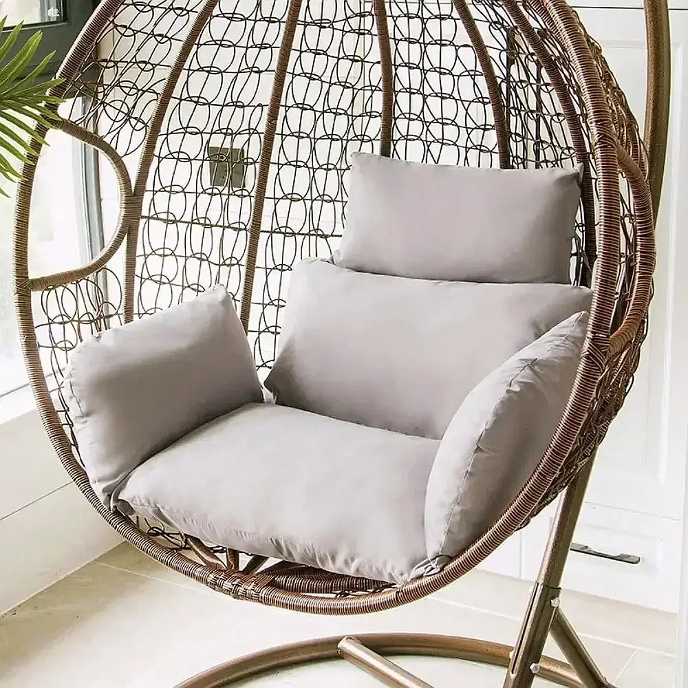 Hanging Rattan Egg Chair with Cushion for Patio Garden Outdoor Wicker Swing Lounger view 6
