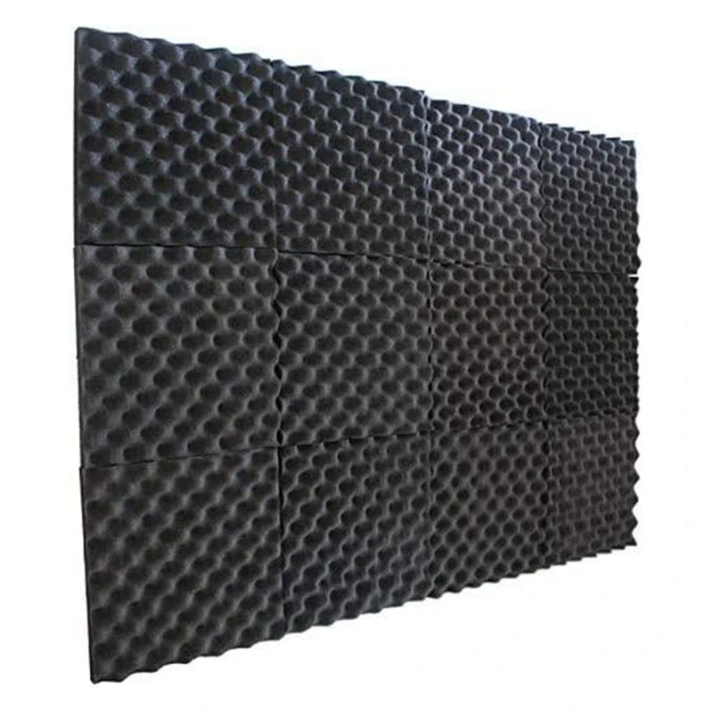 12 Pcs Soundproofing Foam Studio Acoustic Foam Soundproof Absorption Black Wedge Polyurethane Foam 30 X 30 X 3Cm