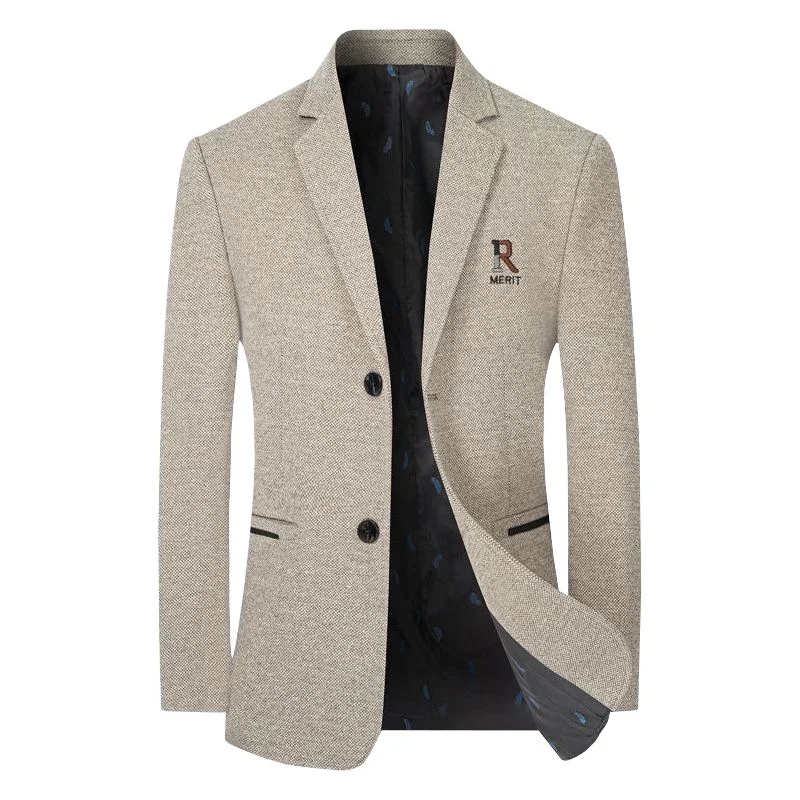 BROWON Brand Spring Autumn Fashion Suits Blazer for Men Letter Embroidery Classics Blazers for Male Wedding Business Coat Men