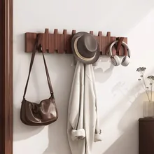 Wooden PianoKey Coat Hanger Rack - NoDrill Wall/Door Mount Entryway Hooks - Creative Wooden Hanging Organizer for Clothes & Keys