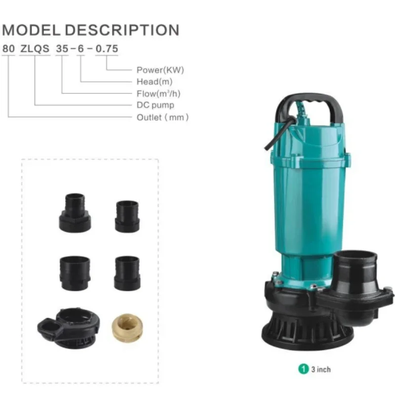 Seawater DC brushless solar submersible pump 3 inch 24v acid and alkali resistant large flow submersible pump