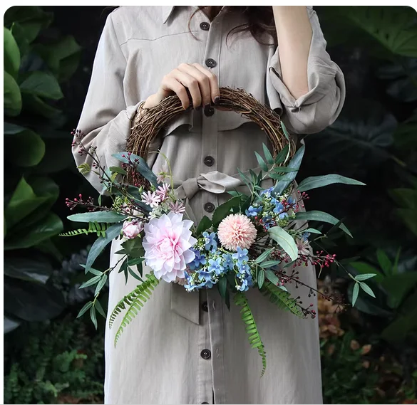 Rose simulation garland wedding photography props home back decoration wall lintel flower restaurant ornaments hanging.