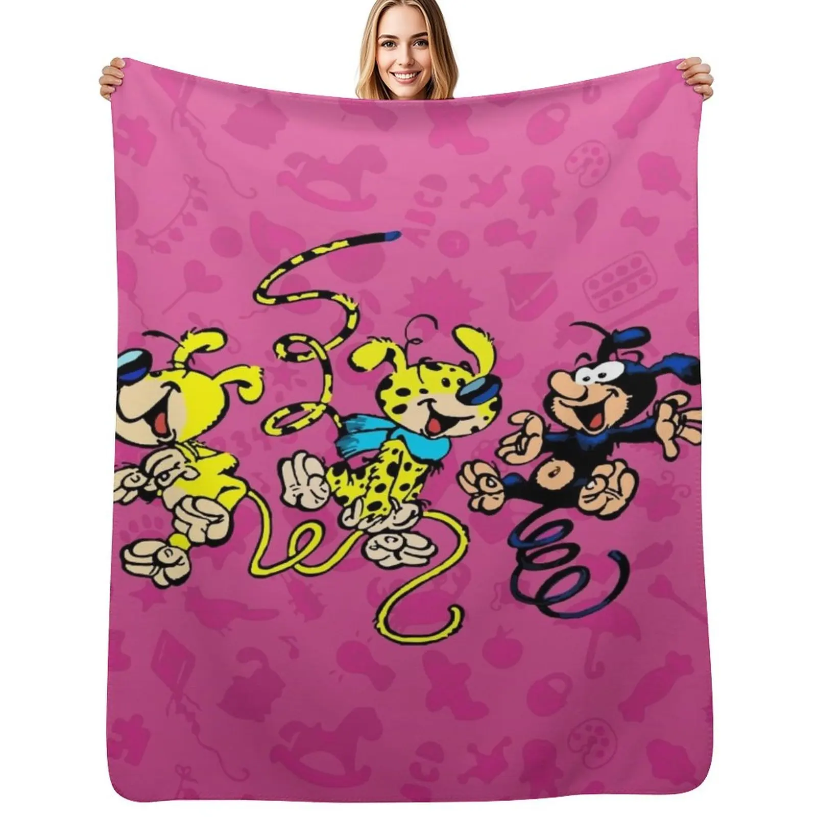 

Marsupilami babies - Pink design Throw Blanket bed plaid Hair Luxury Designer warm winter Blankets