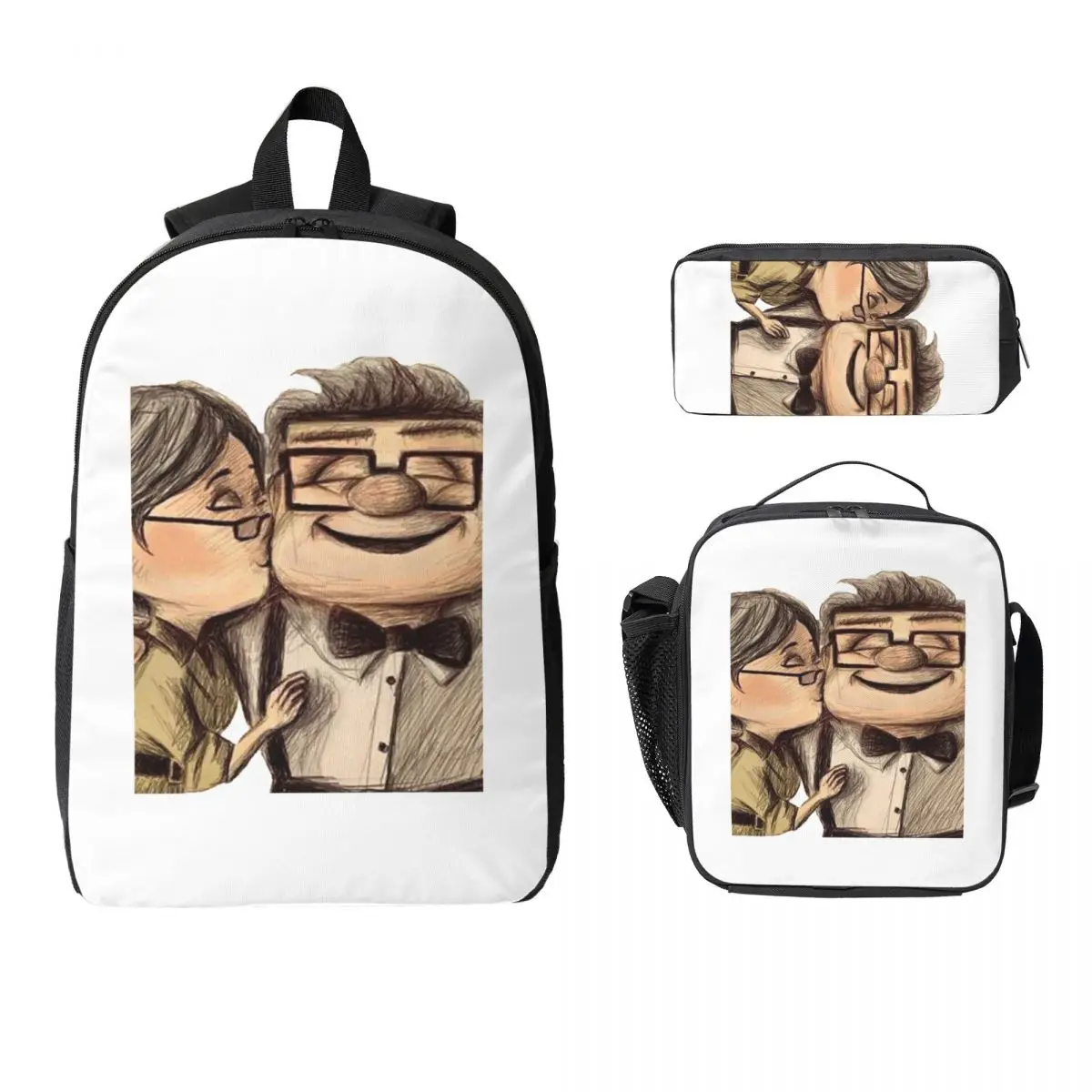 

Carl And Ellie Backpack Student Boys Girls BookBag School Bag Laptop Shoulder Bags 3ps Insulated Lunch Bag Pencil Case