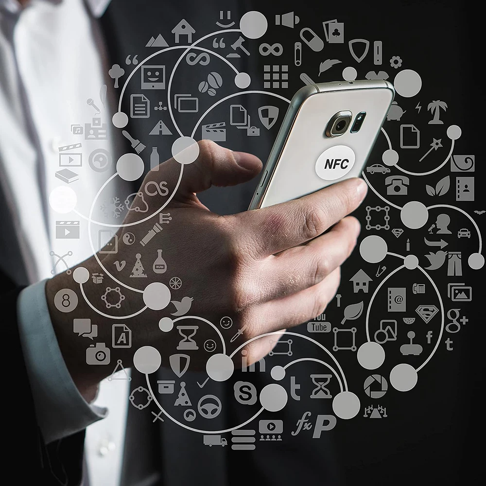 Антиметаллическая метка NFC, антиметаллическая поверхность, NFC-метка, белая металлическая наклейка NFC, металлический чип NFC-метки, совместимый с Android и iPhone