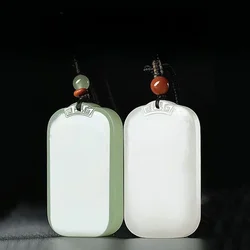 Natural China Green Jade Ping An Brand Pendant Men and Women Fashion Exquisite White Jade Necklace Accessories Holiday Gift