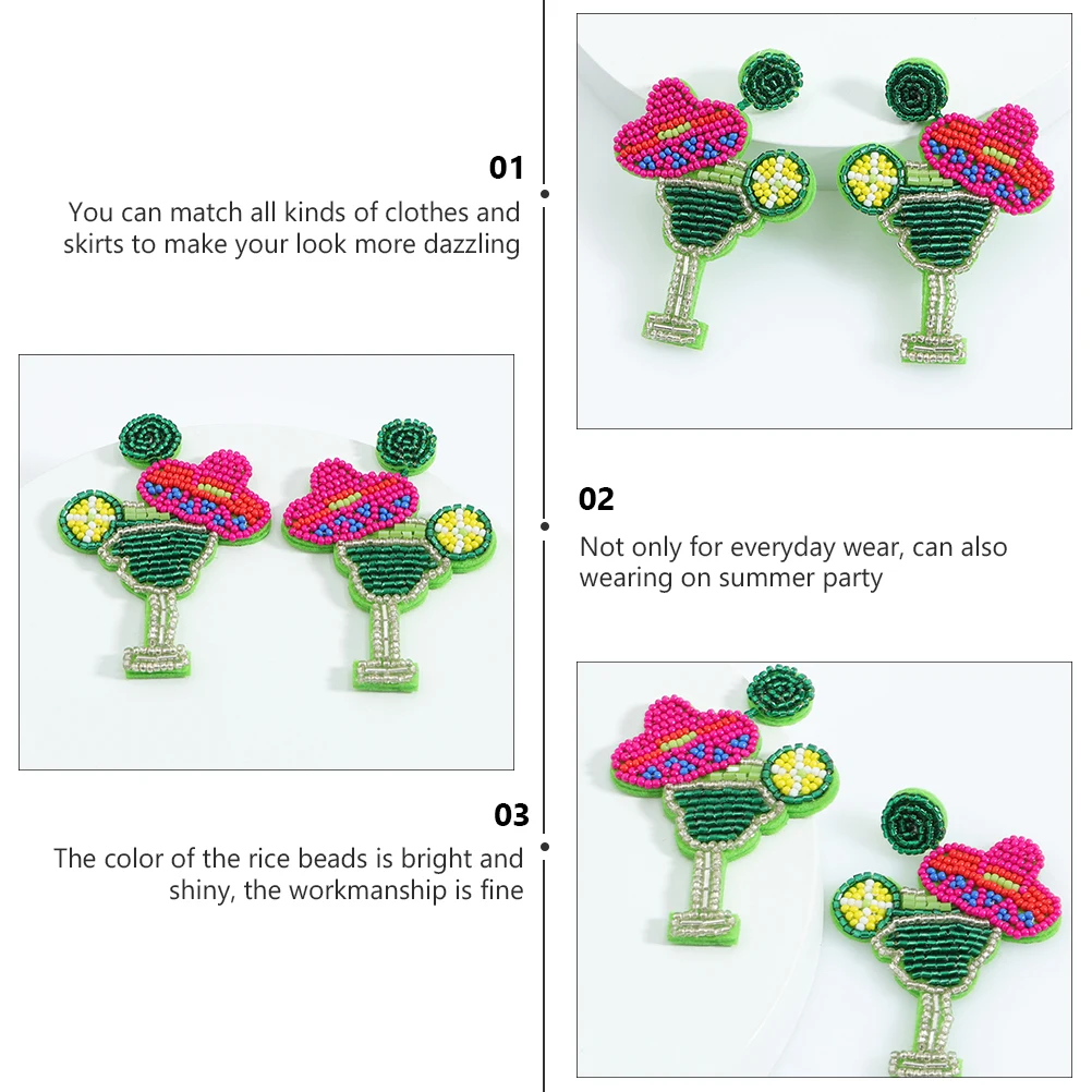 

Colorful Bead Earrings Fashion Studs Glass Girl Hanging Decorative Ornament Women