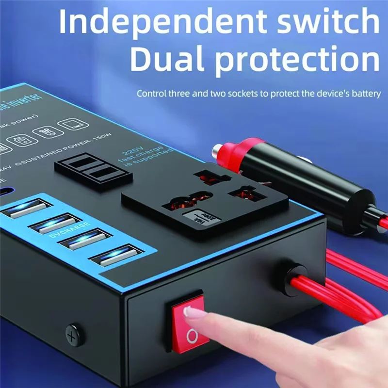 

Mobile Phone Charging Truck And Home Socket Converter, 1500W Car Power Inverter 12V/24V To 220V Auto Charger Adapter