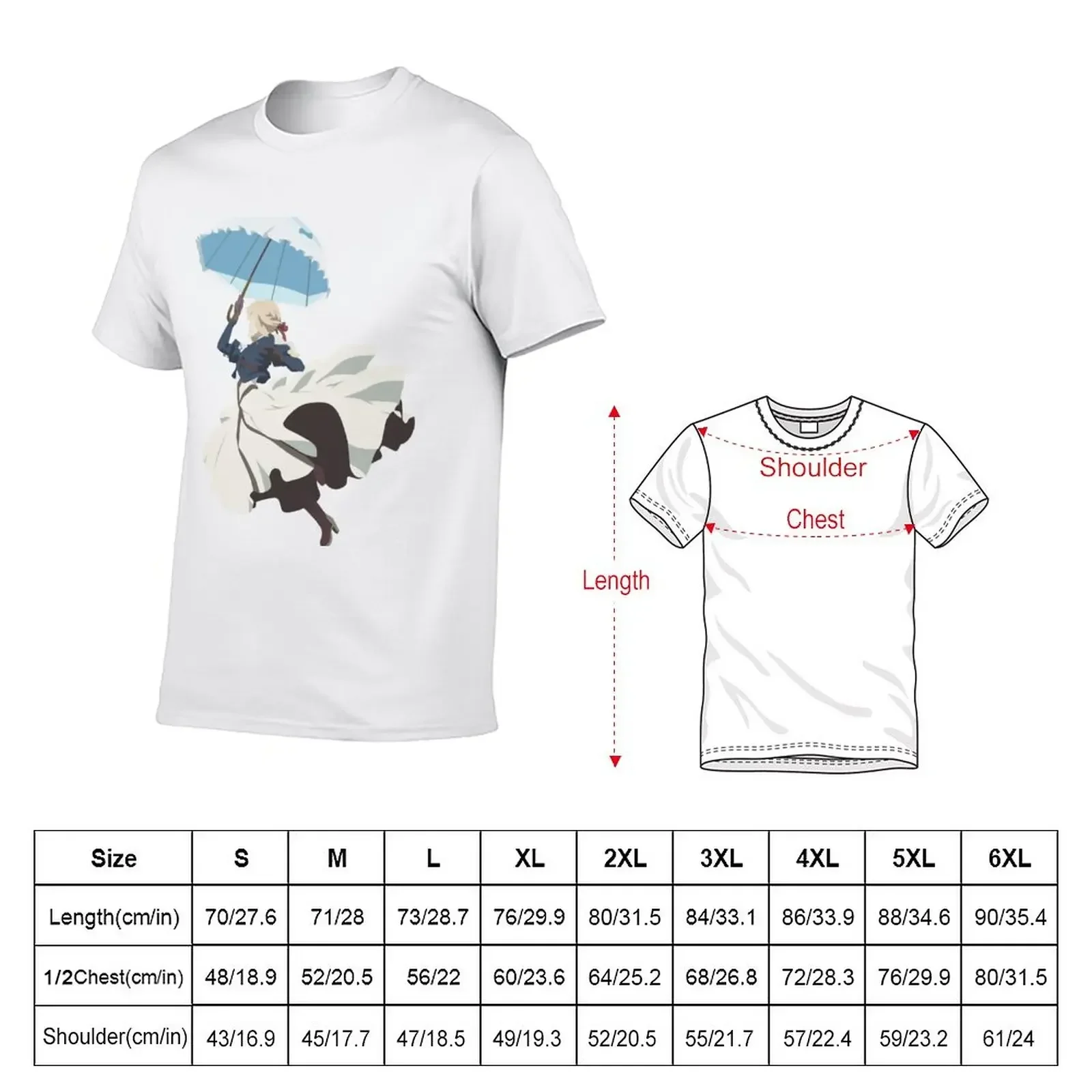 Violet Evergarden - Parasol - Minimalist Art T-Shirt oversized summer top graphics t shirt for men