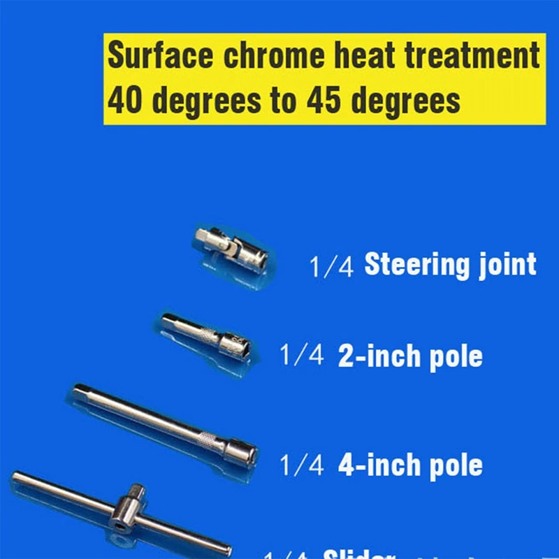 46-delige Mouwcombinatie 1/4 Ratelsleutel Schroevendraaier Socket Schuifstang Vierkant Gewricht Universele Verbinding Gemakkelijk Te Gebruiken Herbruikbaar