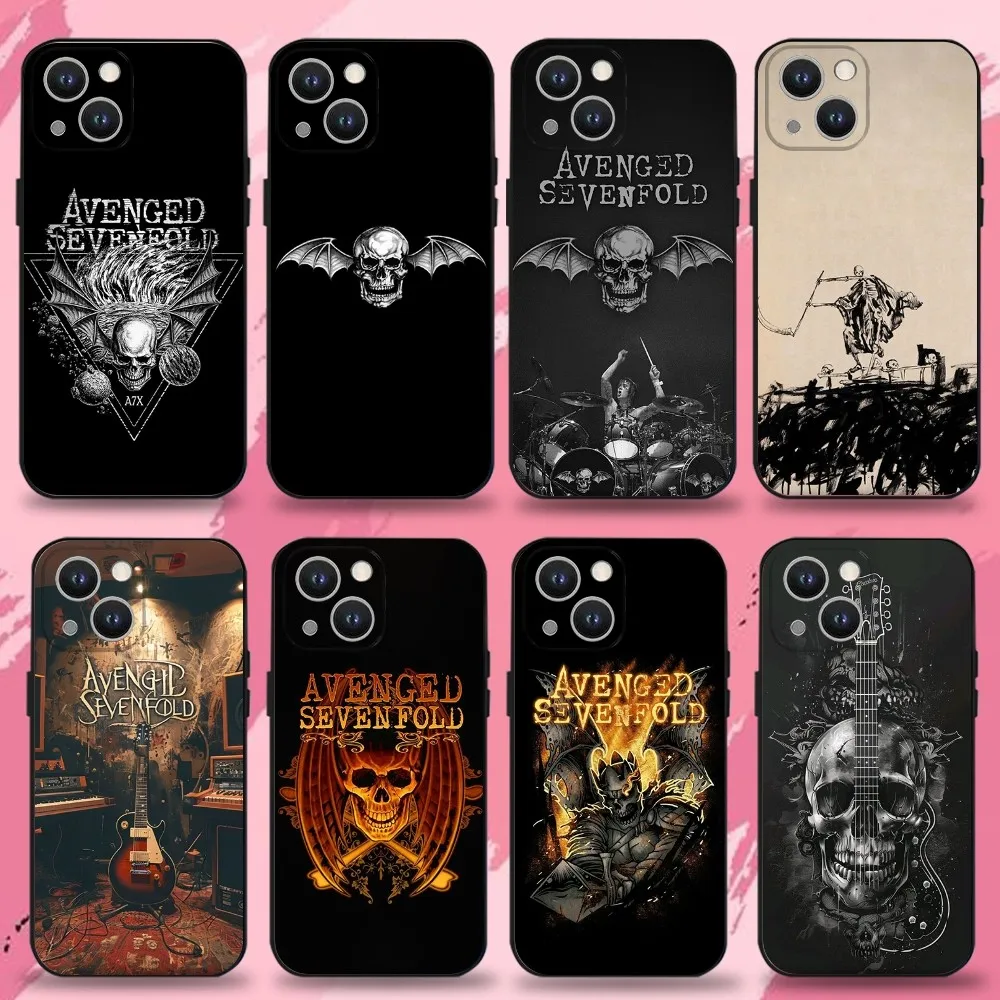 

A- Avenged Sevenfold Phone Case For iPhone 16,15,14,13,12,11 Plus,Pro Max,XS,X,XR,SE,Mini,8,7,Soft Silicone Black Cover