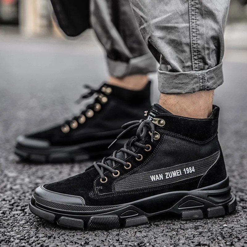 New Fashion Outdoor Tooling Boots Trendy Men's High-top Simple Military Training Shoes Versatile and Comfortable Casual Shoes