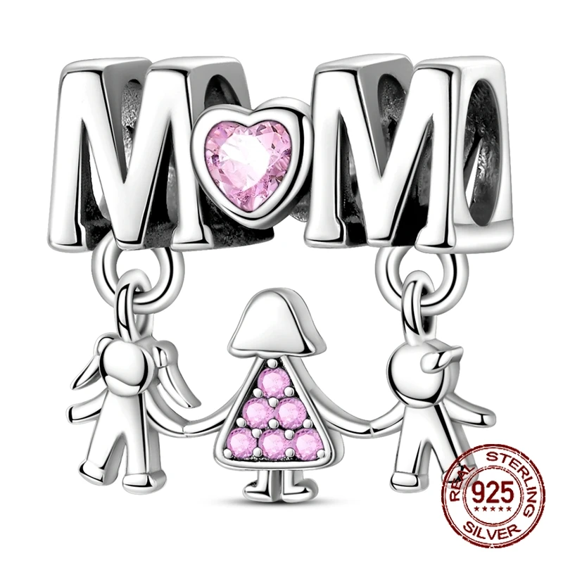 

Parent Child Holding Hands beads 925 Sterling Silver Dangle Pendant Fit Bangle Bracelet Necklace DIY Jewelry