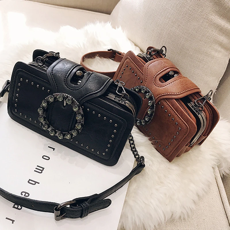 Luxury Handbags For Women Luxury Diamonds Crossbody Bags Vintage Square Bag Tote Casual Brand PU Leather Handbag Ladies Bag