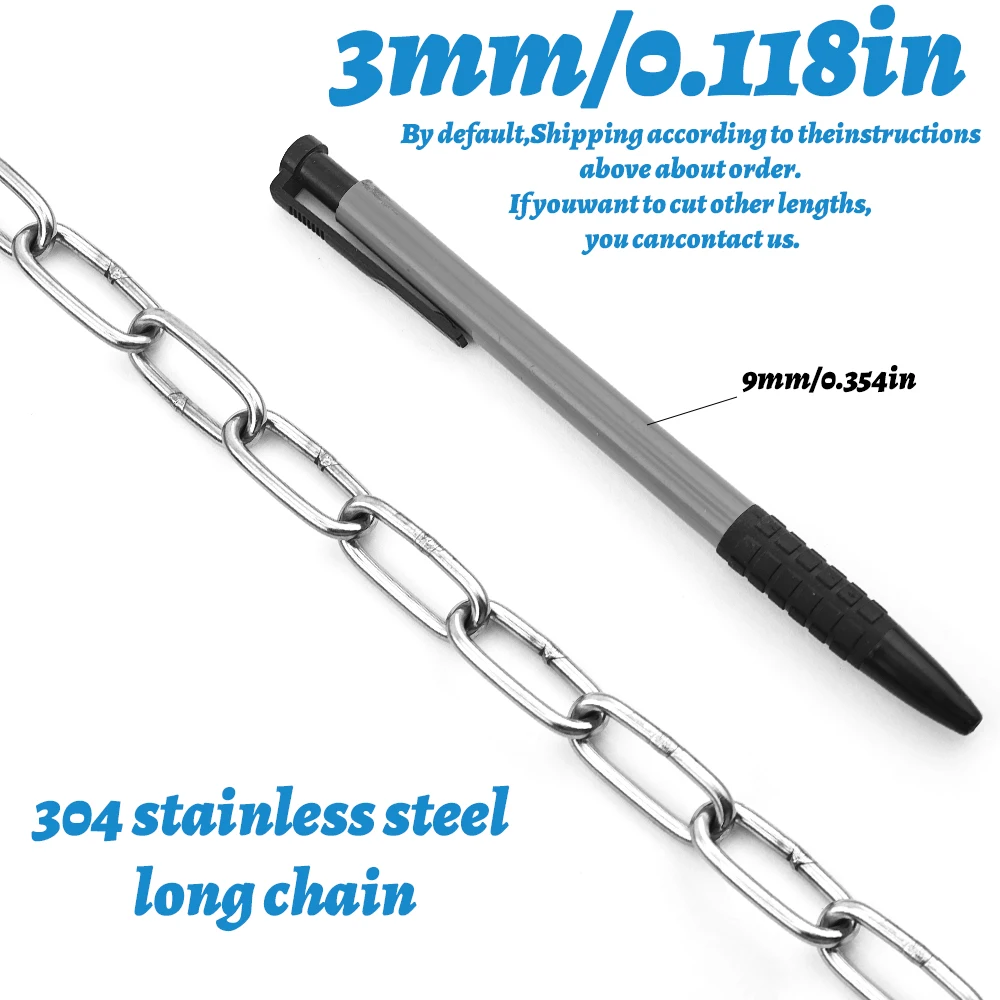 304 Edelstahlkette, 1–5 m, geschweißte, rostfreie Metallkette zum Aufhängen von Schaukeln, Haustierleine, Wäscheleine, Geländer, DIY-Projekten