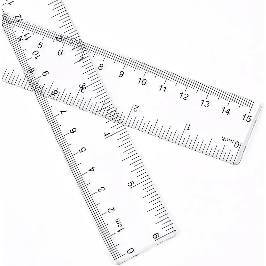 مسطرة مستقيمة من البلاستيك الشفاف مقاس 6 بوصات مقاومة للكسر مع بوصات وسنتيمتر للمدرسة والفصول الدراسية والمنزل أو المكتب قطعتان