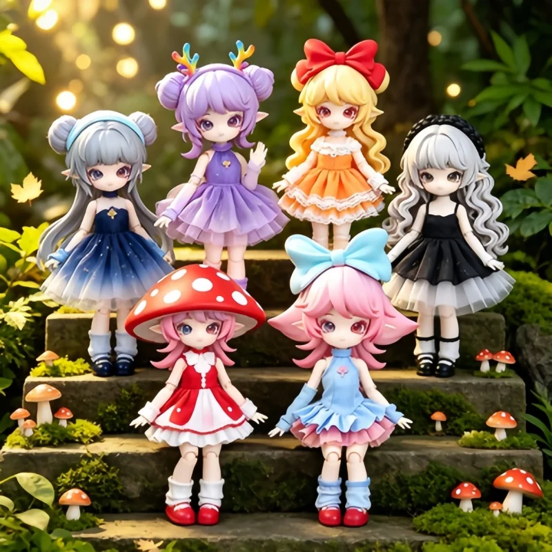 Image of Neue Original Mogo Bloom Pilz Blind Box 1/12 Bjd Gelenkpuppe Figur Ornament Sammlerstück Geburtstagsgeschenk Überraschungsspielzeug