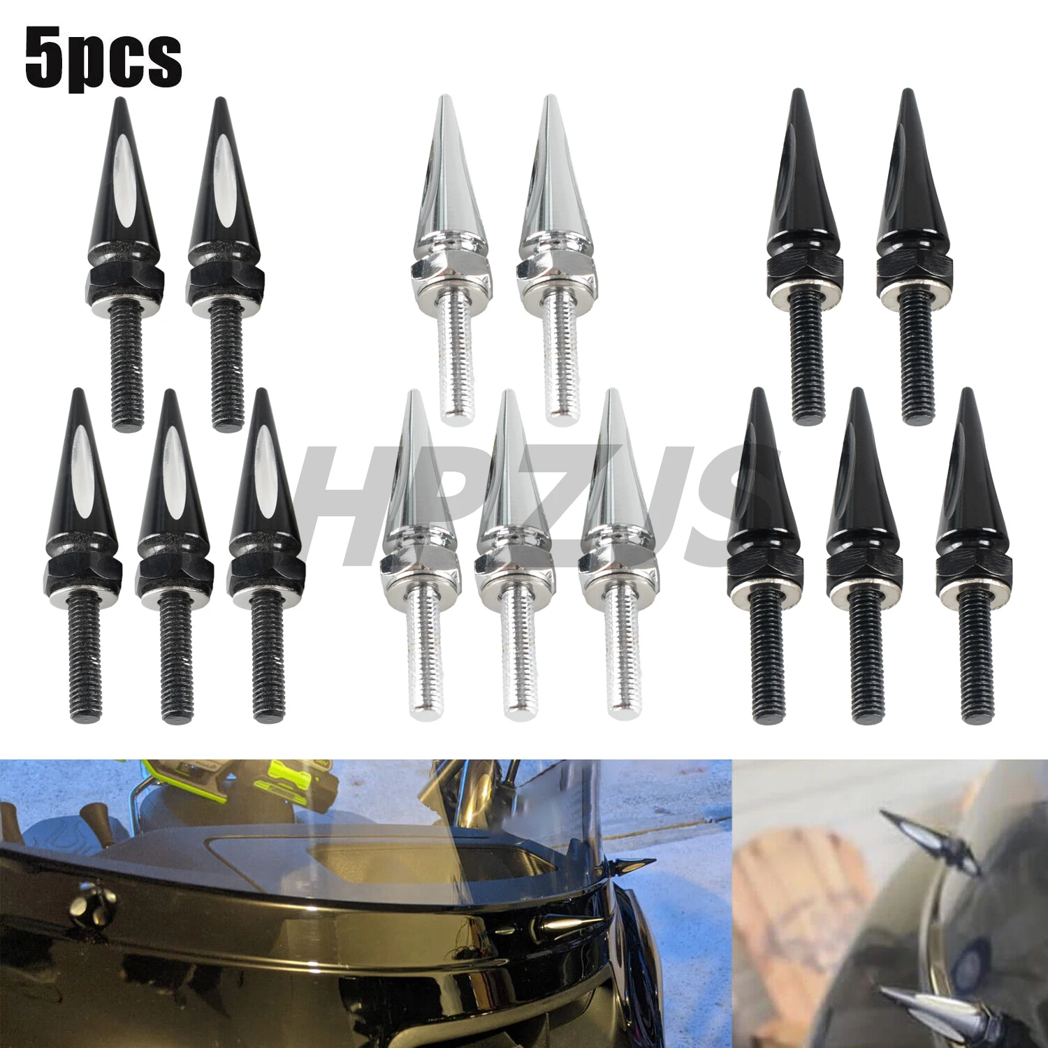 

For Harley Motorcycle Road Glide FLTR Ultra FLTRU Custom FLTRX 1998-2013 Black/Chrome CNC Aluminum Windshield Spike Bolts