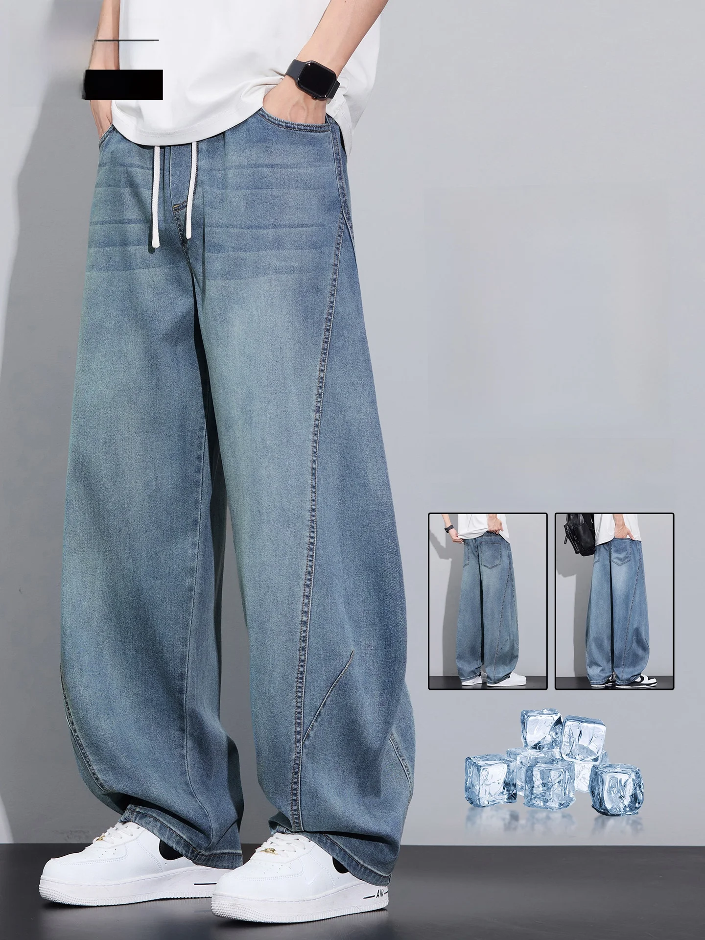 Calça Jeans Casual Masculina  Ice Silk Fina de Verão com Corte Reto e Ajuste Solto Marca TUCANO Woodpecker Sensação Fre...