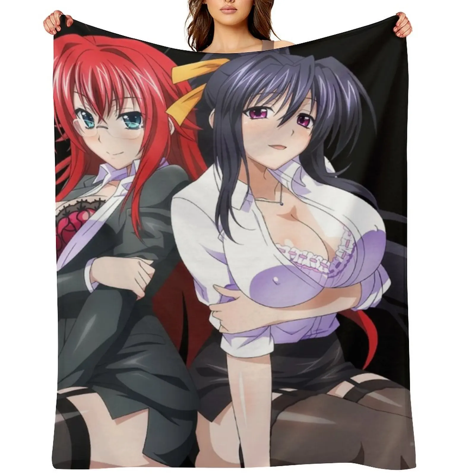 

himejima akeno and rias gremory Throw Blanket Plush Soft Big Thins Loose Blankets