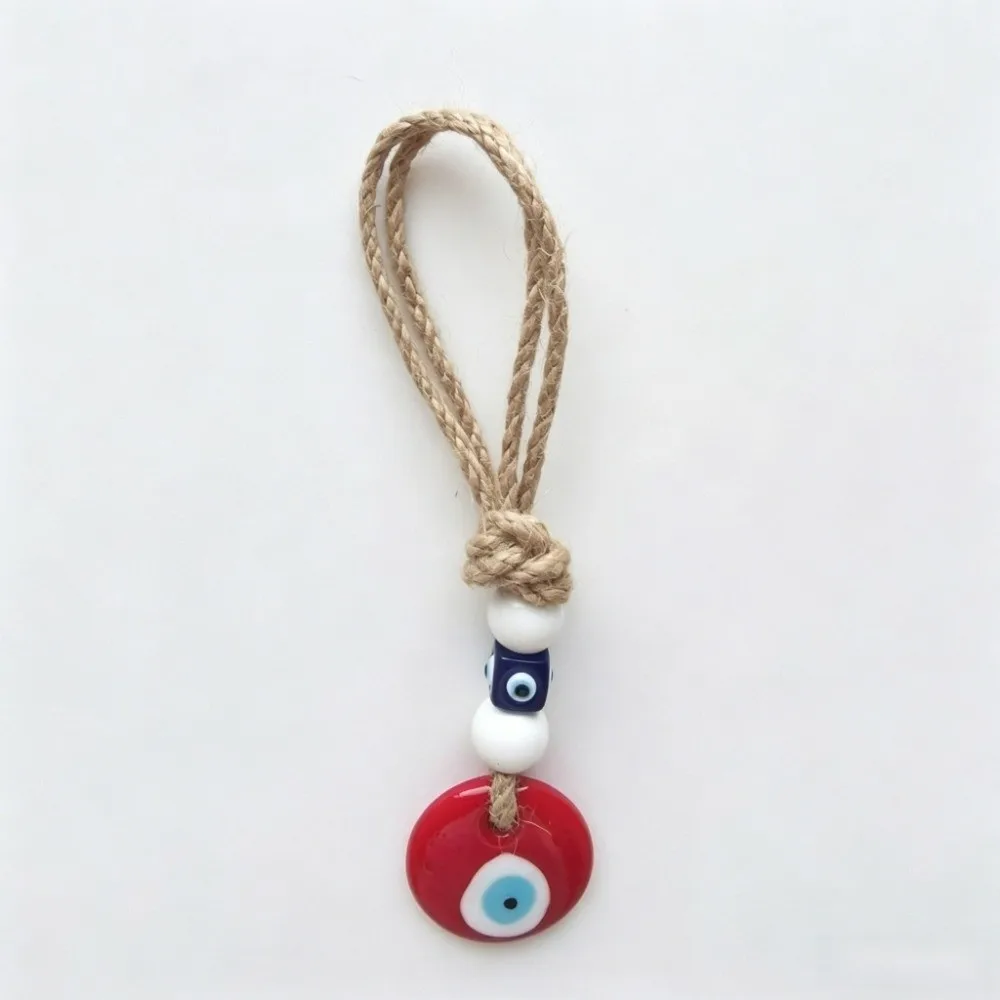 Blue Turkish Demon Eye Pendant Transparent Bead Multi Color Bead Keychain Glass Pendant Bohemian Lucky Eye Keyring Wall Hanging