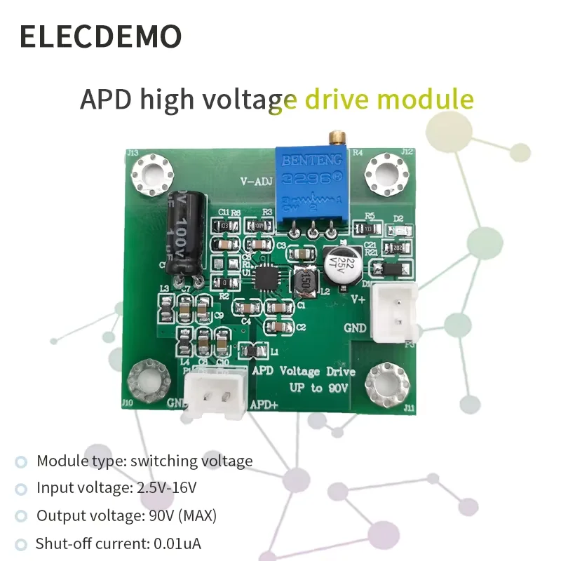 APD Avalanche Photodiode High Voltage Power Supply Module, Ultra-Low Ripple Noise, Adjustable Voltage, High Efficiency, DIY PCB