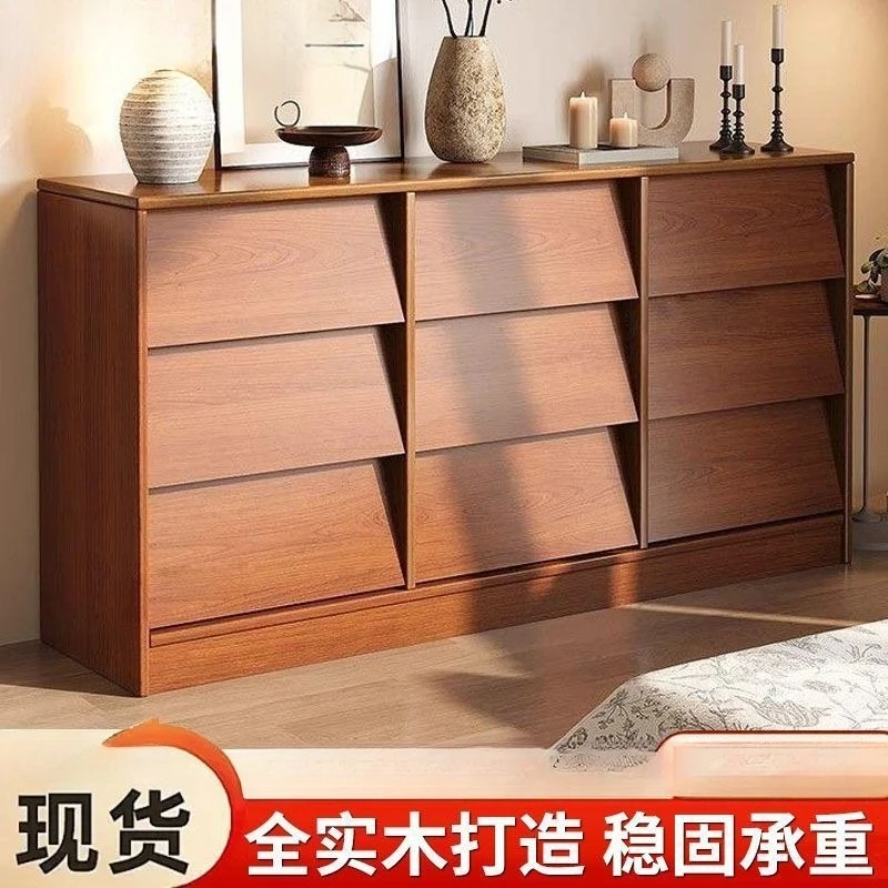 

Chinese solid wood chest household bedroom living room solid wood wall locker nine bucket side cabinet