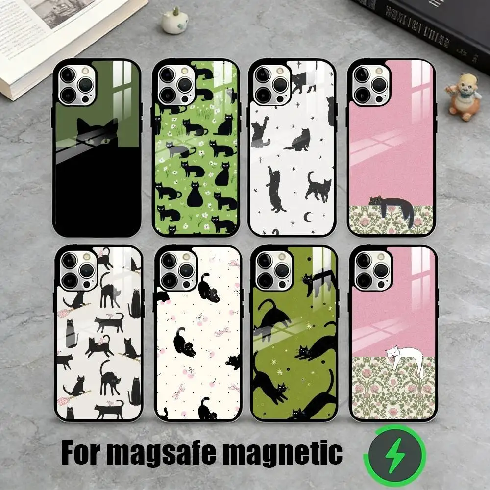 Cute Healing Cat  Phone Case For iPhone17,16,15,14,13,12,11 Plus,Pro Magnetic For Magsafe Wireless Charging