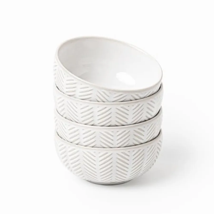 

26 oz Lena Ceramic Soup Bowls Set of 4 - Perfect for PastaSalad Soup Cereal and Dessert Microwave Oven and Dishwasher Safe-For