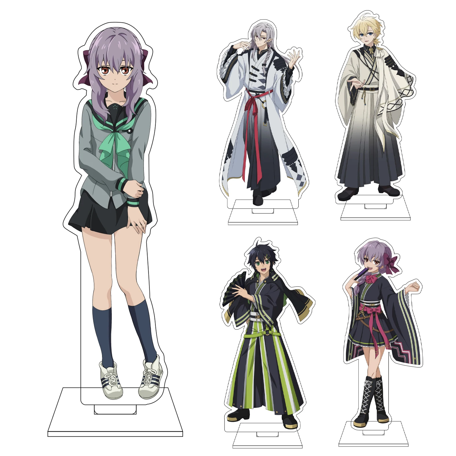 Figura acrílica de 16 cm de anime Seraph of the End, base de exhibición para cosplay, Yukimi Shigure, Shinoa Hiiragi, Yuichiro Hyakuya, adornos, regalos