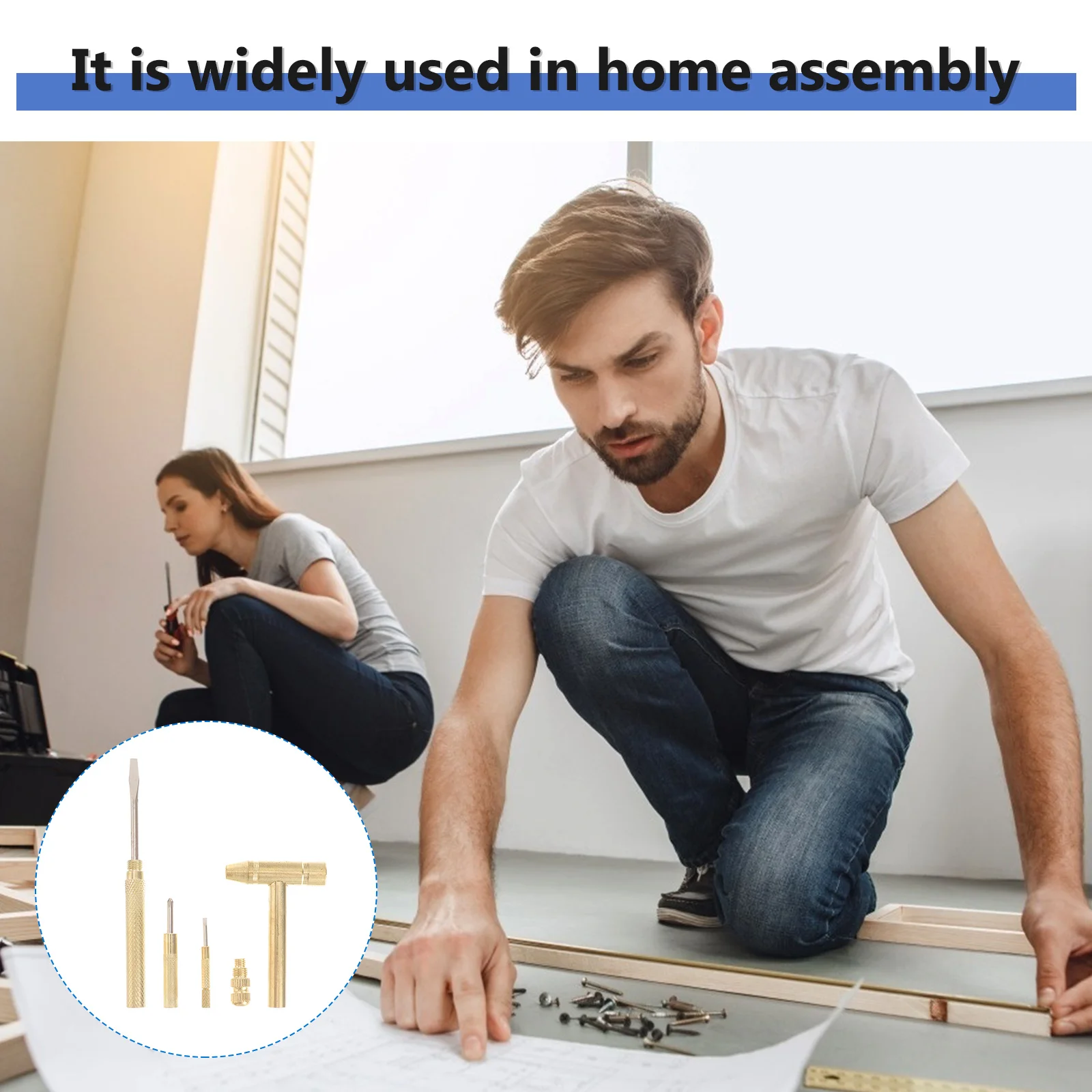 

6 in 1 Multi-Functional Mini Ball Hammer Screwdriver Tool Golden Sturdy Portable Repair Multi Tool Double Headed Hammer