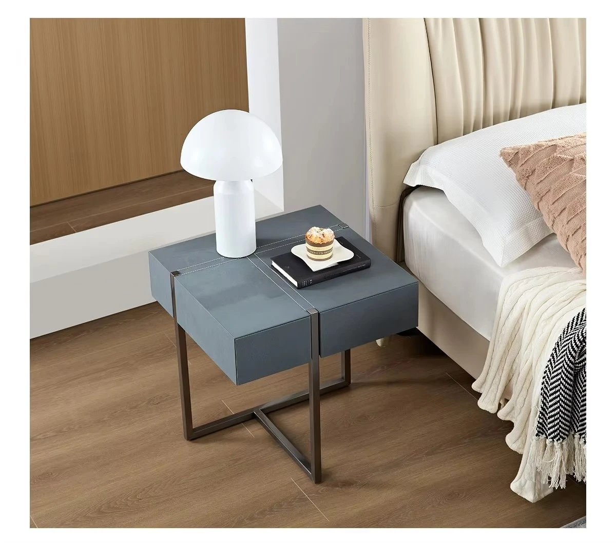 

Современная роскошная прикроватная тумба из дерева и кожи для спальни, гостиной, квартиры, отеля, с функцией хранения