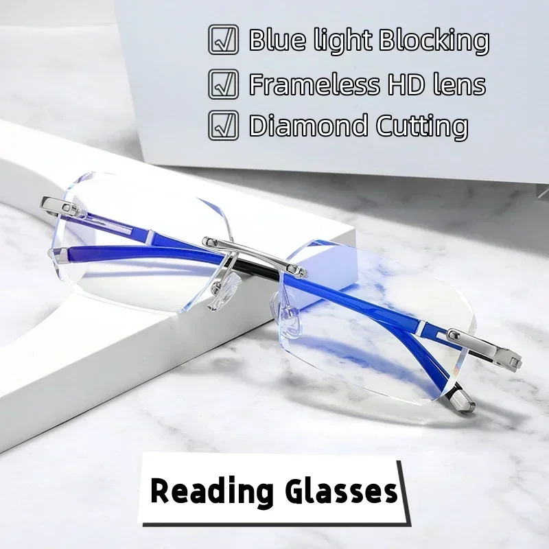 Ultra Light Presbyopia Glasses Diamond Trimmed Reading Glasses Anti Blue Light Middle-aged and Elderly Anti Fatigue Glasses