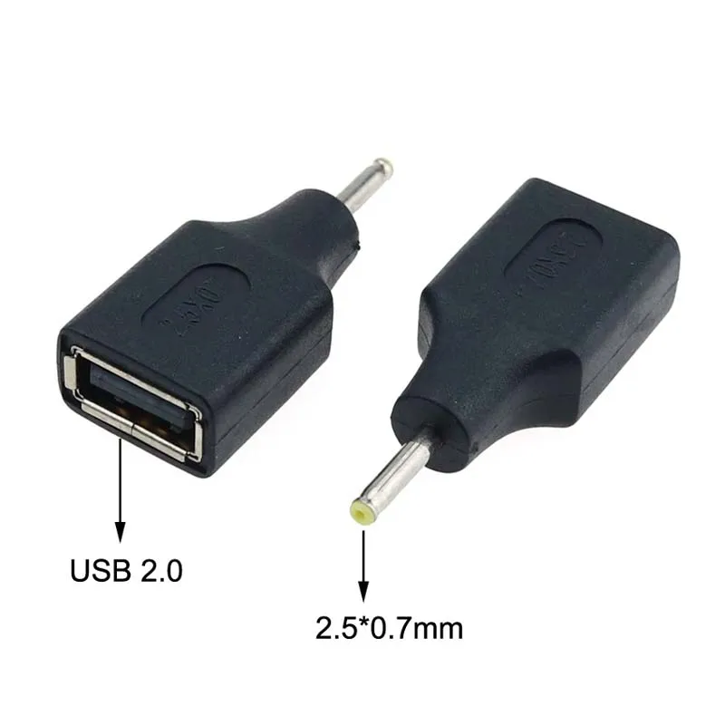 YuXi DC 전원 수 2.5x0.7 4.0x1.7 5.5x2.1 5.5x2.5mm-USB 2.0 암 플러그 변환기 노트북 어댑터 커넥터, 1 개