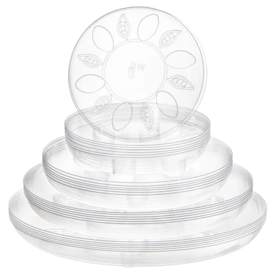 

24 Pack Clear Plant Saucers with Feet 6 8 10 12 Inch Heavy Duty Plastic Plant Drip Trays Flower Pot Trays Plant Water Catcher T