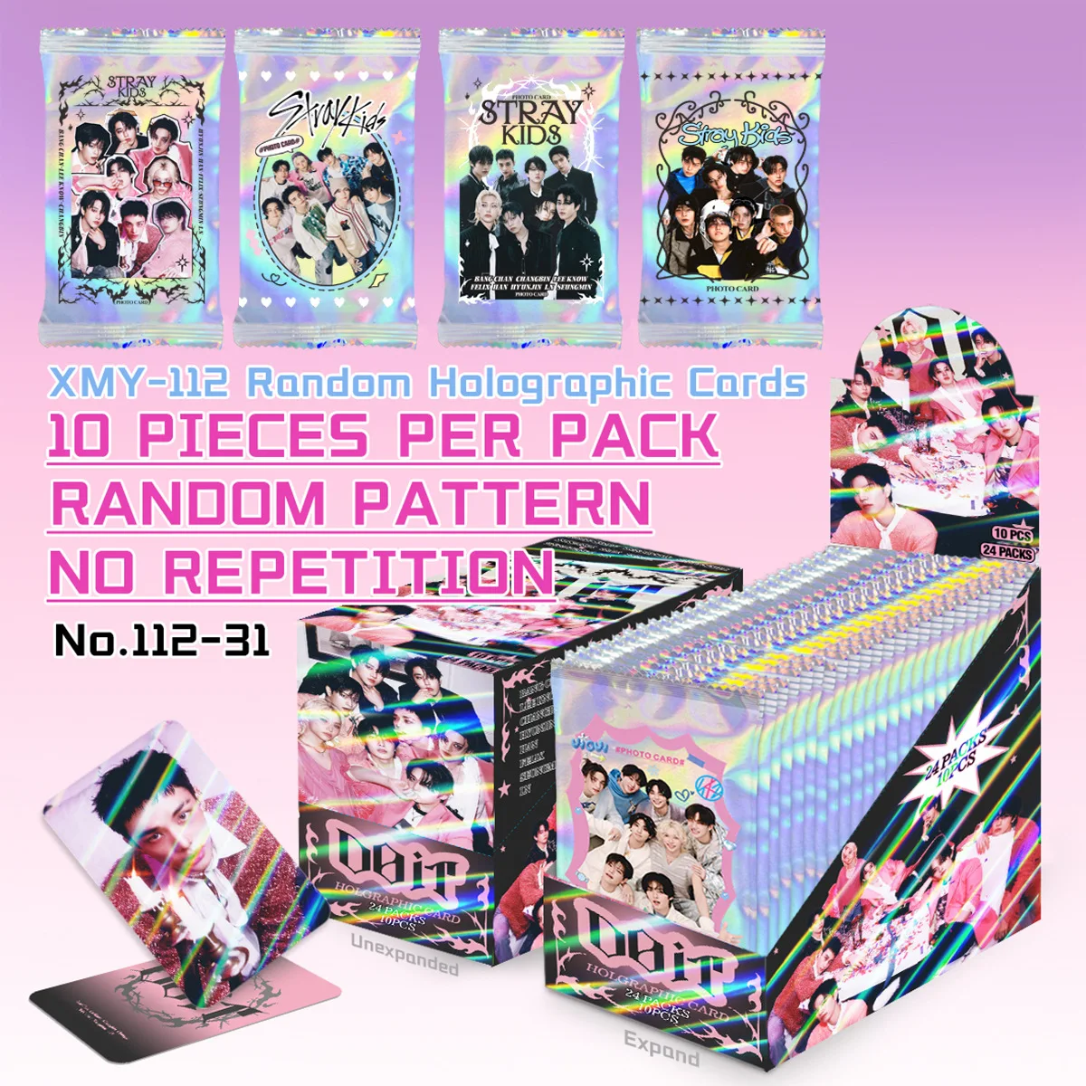 

STRAYKIDS Total Chain Korean Wave 10 Pack 24 Pack 1 Box Laser Card STR BL Bag Photo Card Star LOMO Straykids