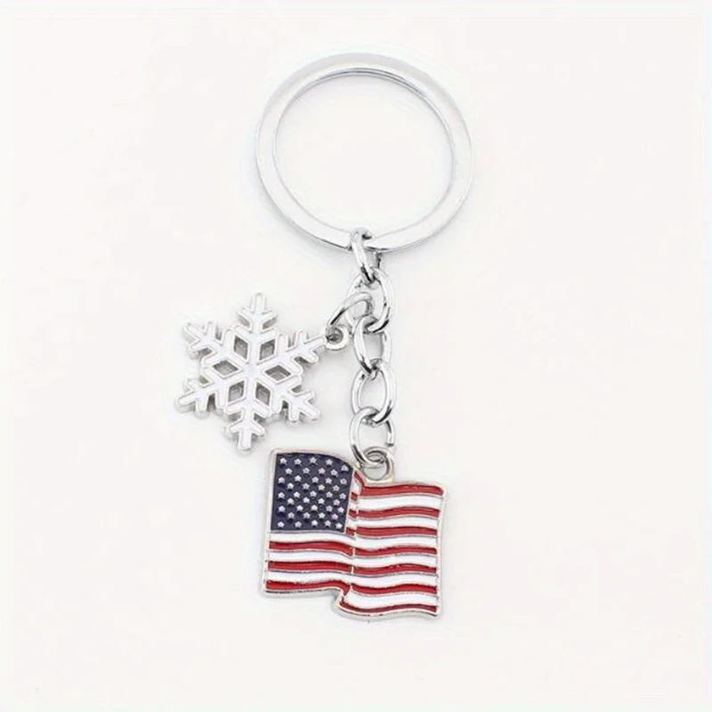 1pc amerikanische britische Flagge Anhänger Schlüssel bund, bunte emaillierte USA UK Flagge, einfache Stil Party Urlaub Dekoration, Souvenir Geschenke – Detail 2