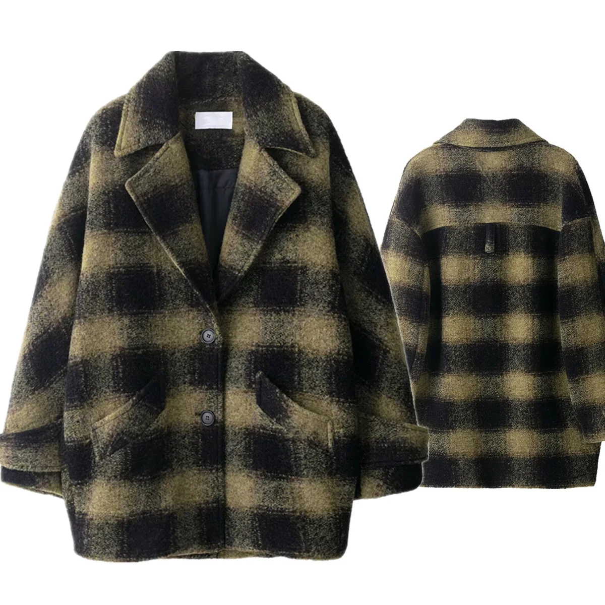 

Maxdutti модное женское элегантное скандинавское минималистское шерстяное пальто в клетку в стиле ретро на зиму, женская куртка, женская одежда, топы