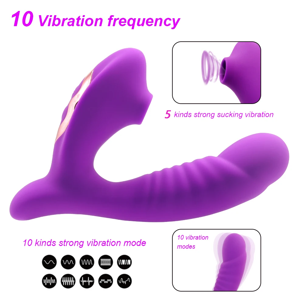 Clitoral Sucking G Spot Dildo Vibrator with 10 Powerful Modes Clit Sucker Rechargeable Clitoris Stimulator Sex Toys for Women