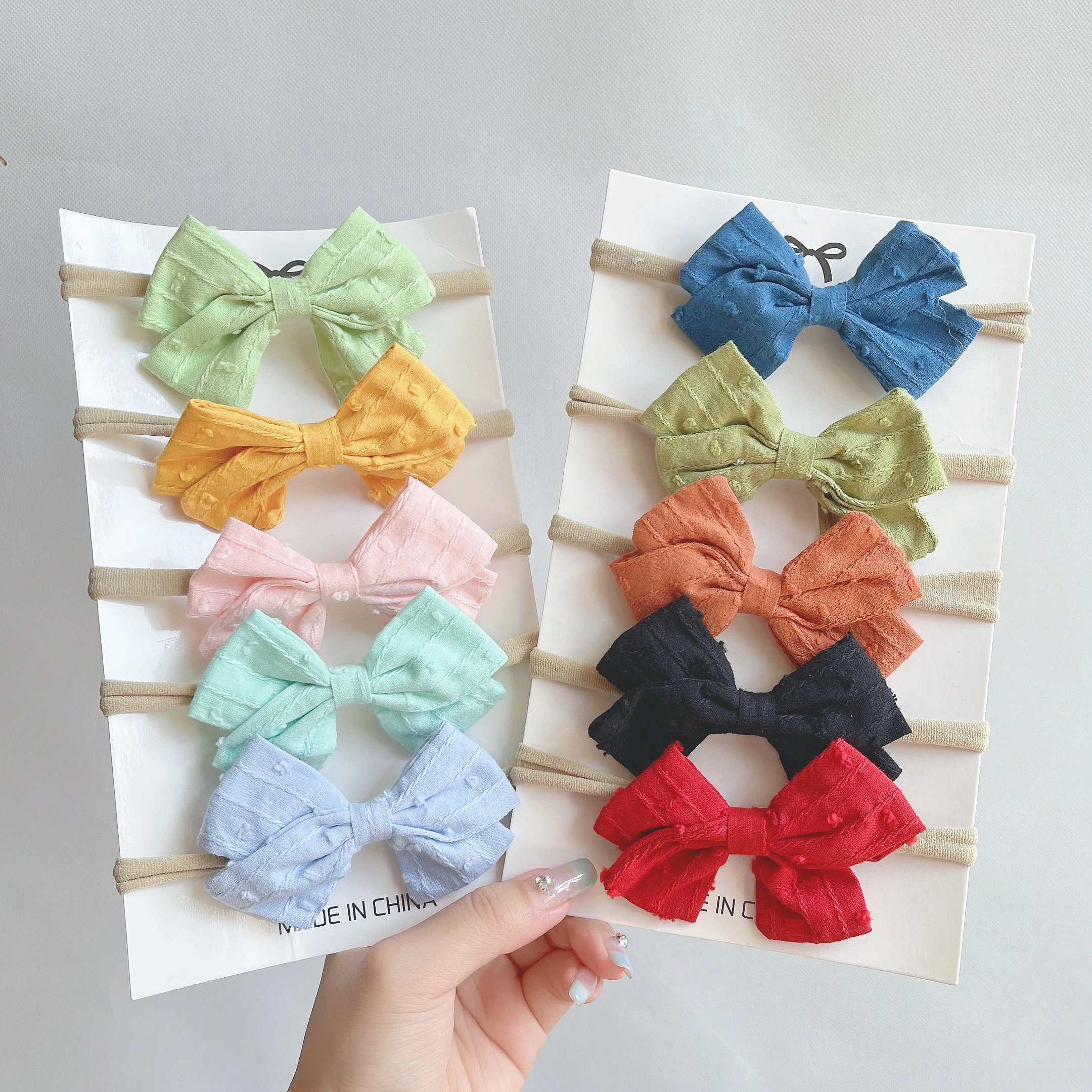 

3.54Inches Solid Color Bows Headband For Kids Girls Bowknot Elastic Hair Band Handmade Turban Boutique Headwear Hair Accessories