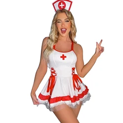 Performance Wear Women Sexy Lingerie Nurse Girl Dress Uniform Red Role Play Underwear Night Club Stage Exotic Costumes Pajamas