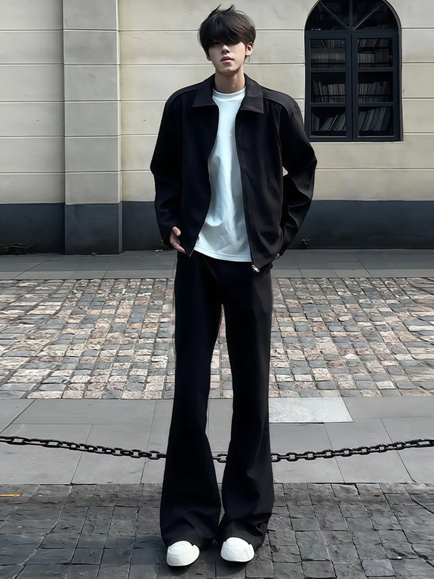 

Black 517 Leaf Blade Men's Jeans CleanFit American High Street Straight Leg Micro Flare Pants Cotton Polyester Regenerated Fiber