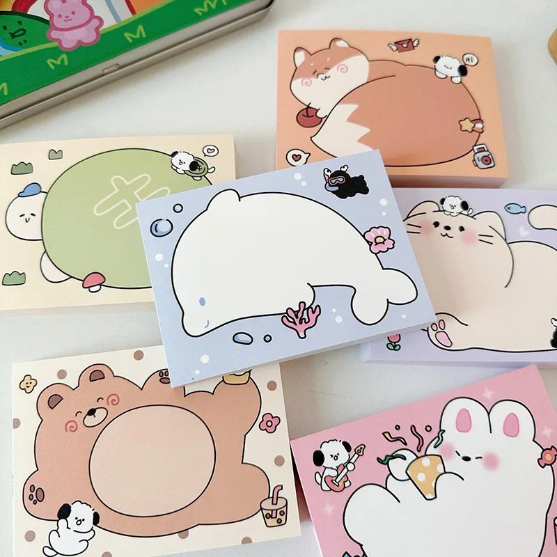 100Pcs Puppy Animal Friends Memo Pad Scrapbook Decorative Material Message Notes Paper Notepad Cute Stationery