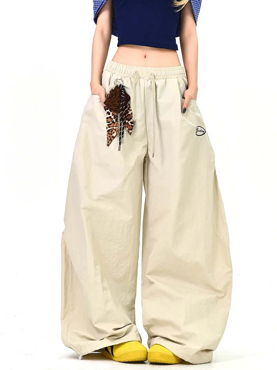 

Laid-ba Leopard Print Blade Casual Pants Women's Loose BF Sle Spring 2026 New Wide Leg Pants Decorative Pendant